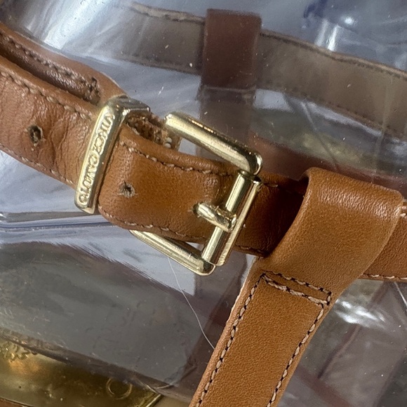 Vince Camuto High Heel Wedges Tan Camel White OpenToe Leather Summer Shoes - Picture 7 of 12